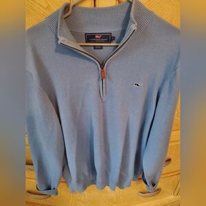 Vineyard Vines Men's Light Blue Zip-Up Sweater Blue Sz L Exc Cond